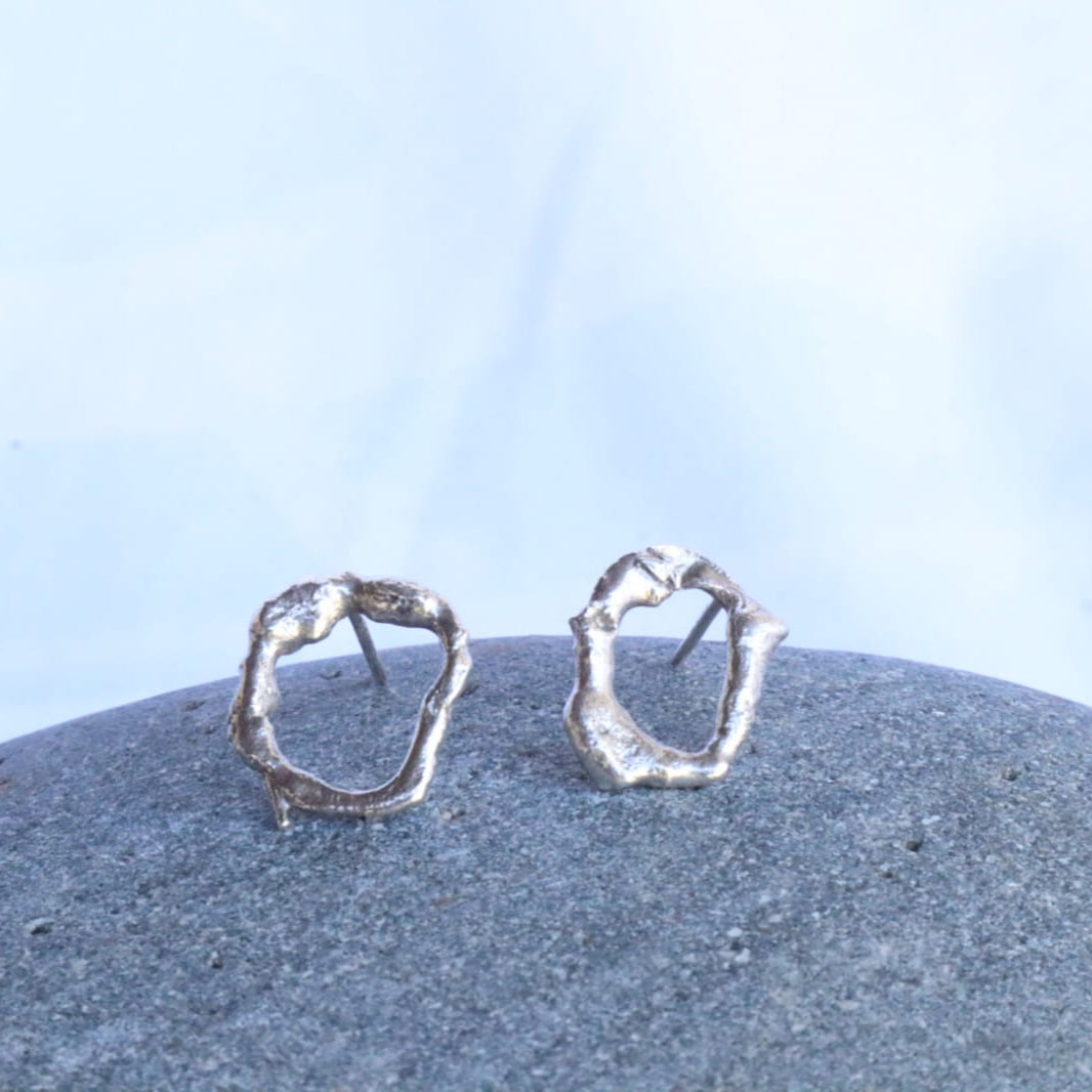Silver lava earrings