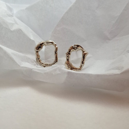 Silver lava earrings